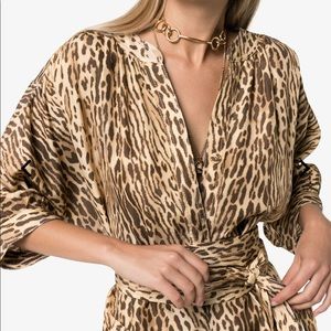 Zimmermann silk midi dress leopard print sz 1